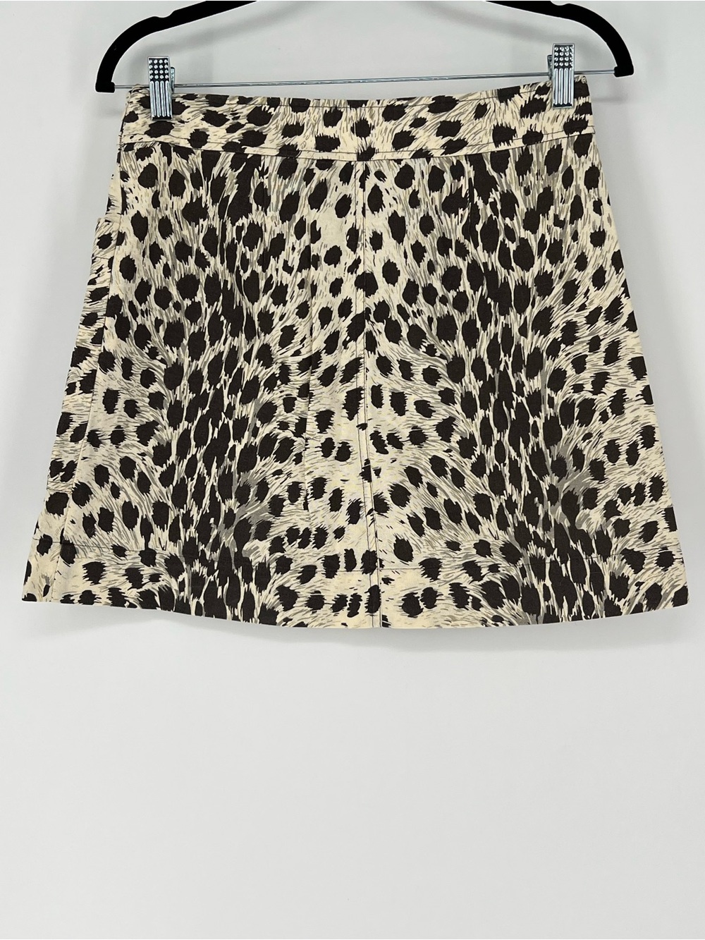 Sea Cream and Black Cheetah Print A-Line Mini Skirt